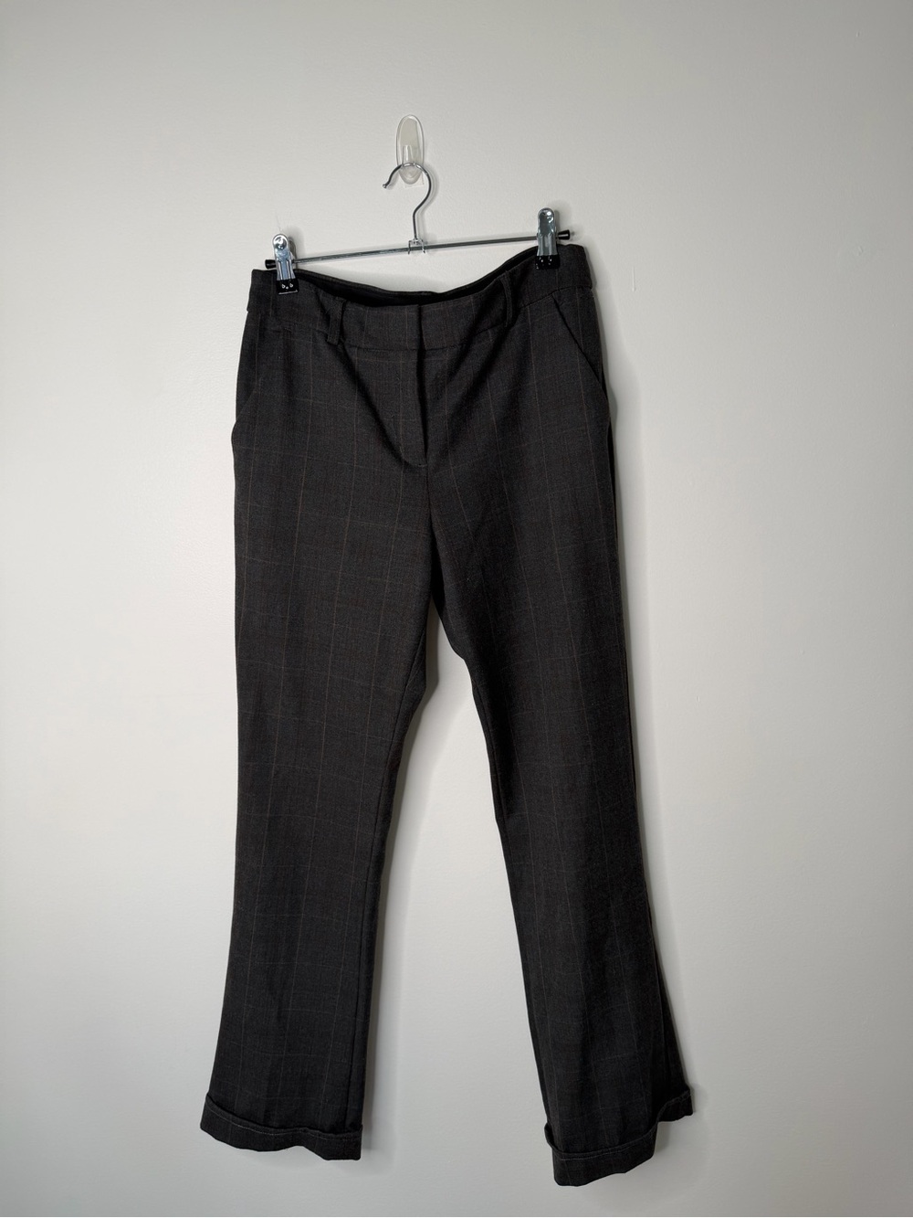 Express Columnist Barely Boot Gray Plaid Career Dress Pants Women’s 4 Short